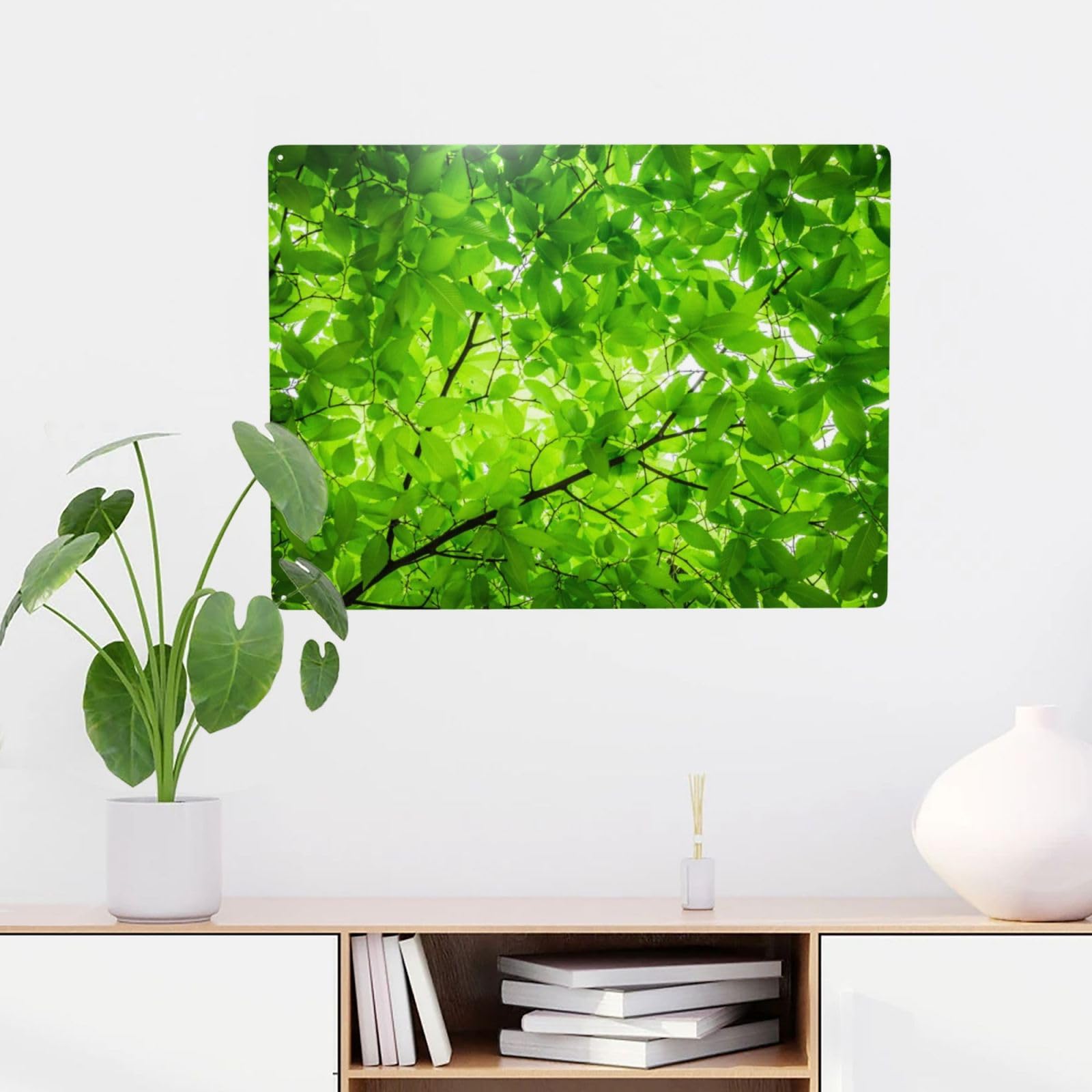 Amazon.co.jp: 新緑の若葉 葉っぱ 青葉 ブリキ看板 メタルプレート